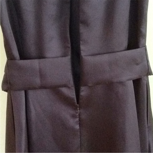 Tahari navy blue satin beaded full length formal dress gown - size 12 - Picture 8 of 8